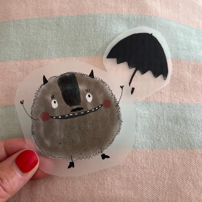 Bügelbild „Roland“ Lillemo Regenmonster Regenschirm